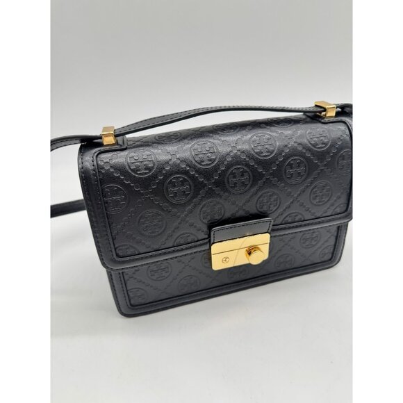 TORY BURCH T monogram leather convertible crossbody bag -BLACK (Has scratch) - Picture 14 of 16